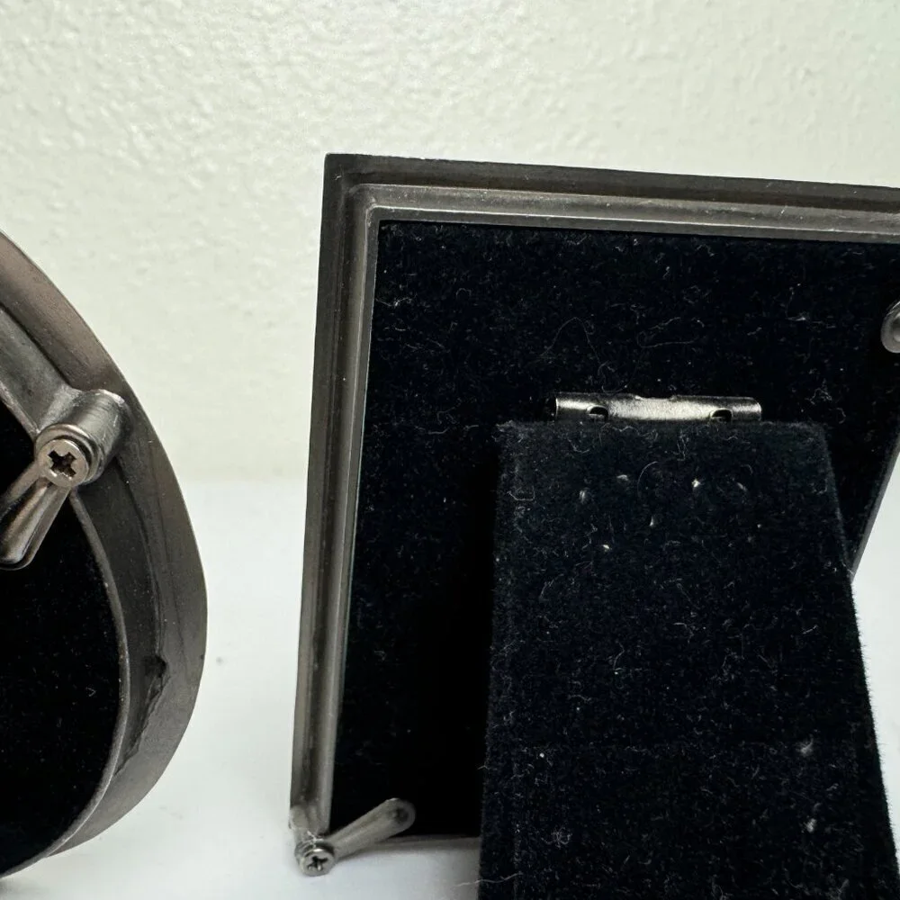 Set of 2 Miniature Metal  Picture Photo Frame Art Nouveau Flowers